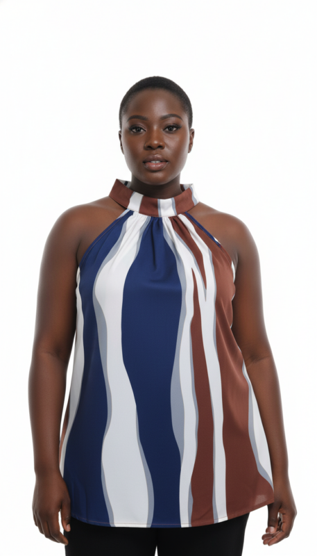 Women's Plus Size Casual Top — Blue/Multicolour (2XL available) – Women's Tops & Bodysuits | HawkMarts